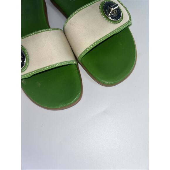 Coach Gabriella Green And Cream Turn Lock Slides. Sz 7.5 Read Description - Picture 10 of 10